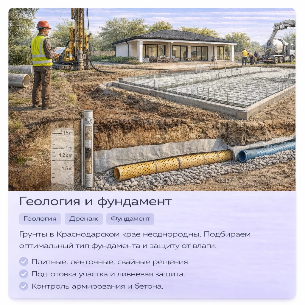 Геология и фундамент для строительства дома в Краснодарском крае
